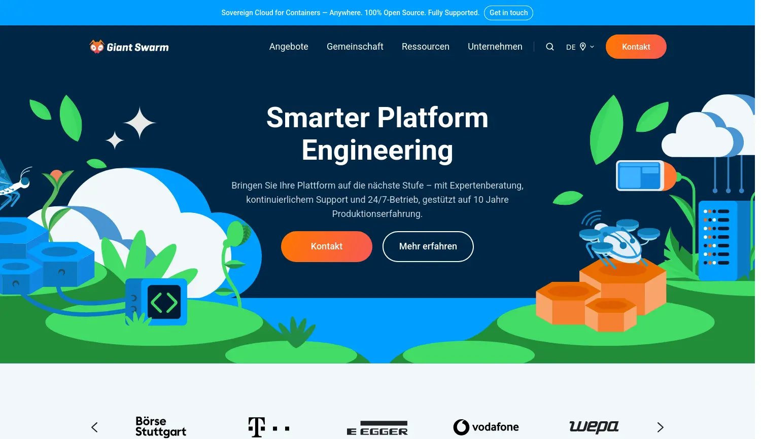 Website der Firma Giant Swarm GmbH