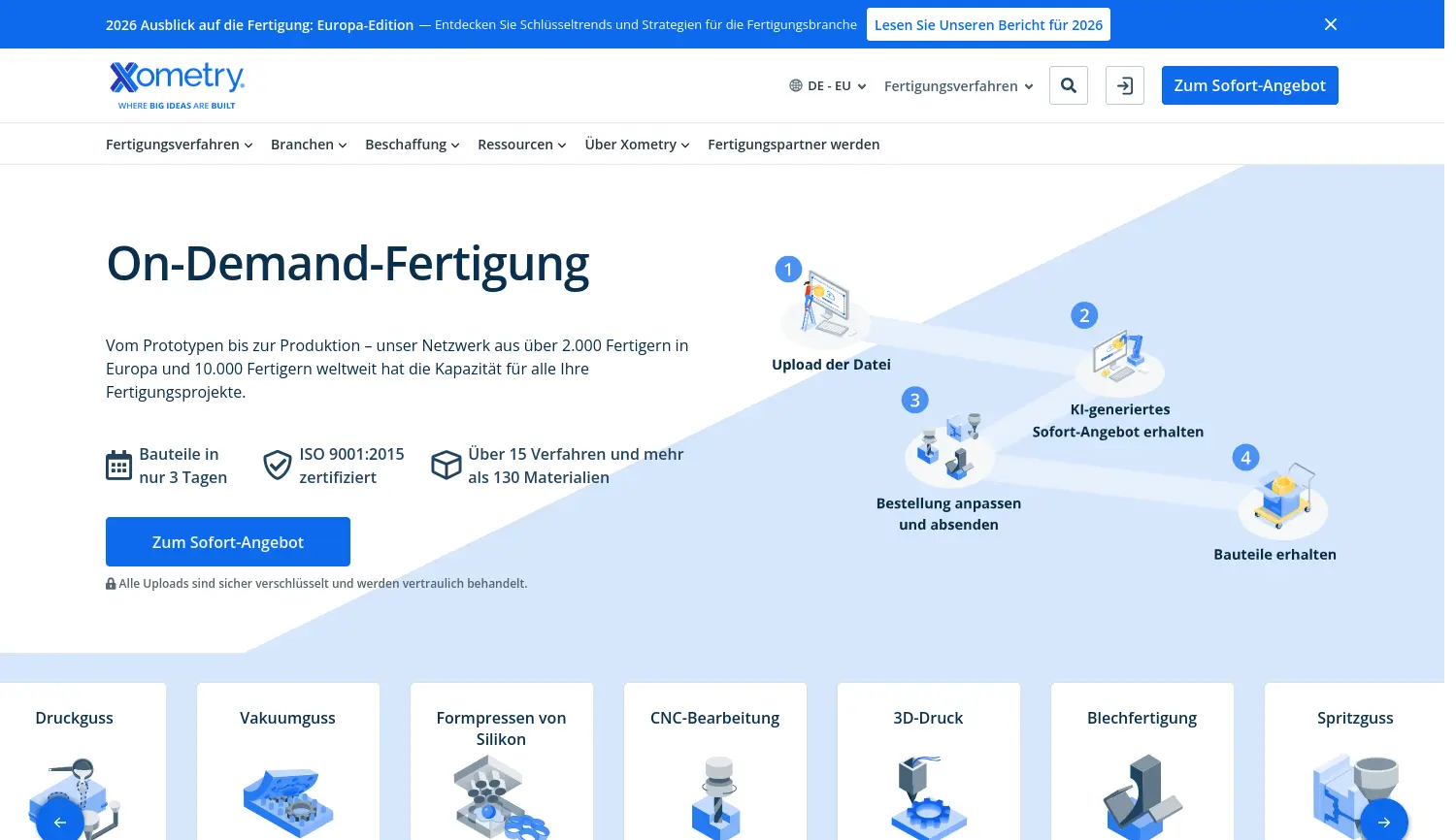 Website der Firma Xometry Europe GmbH