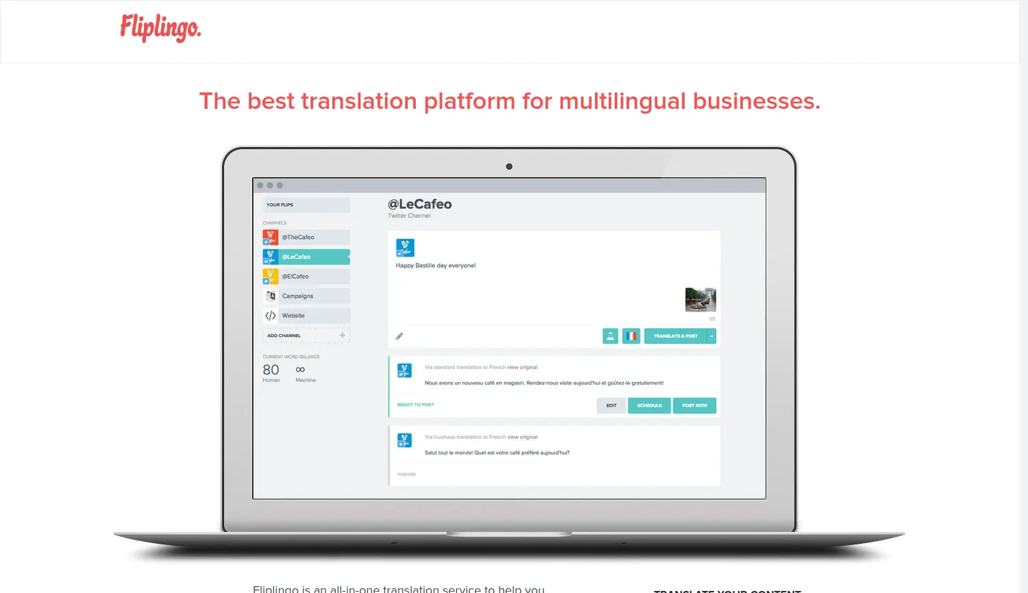 Website der Firma Fliplingo