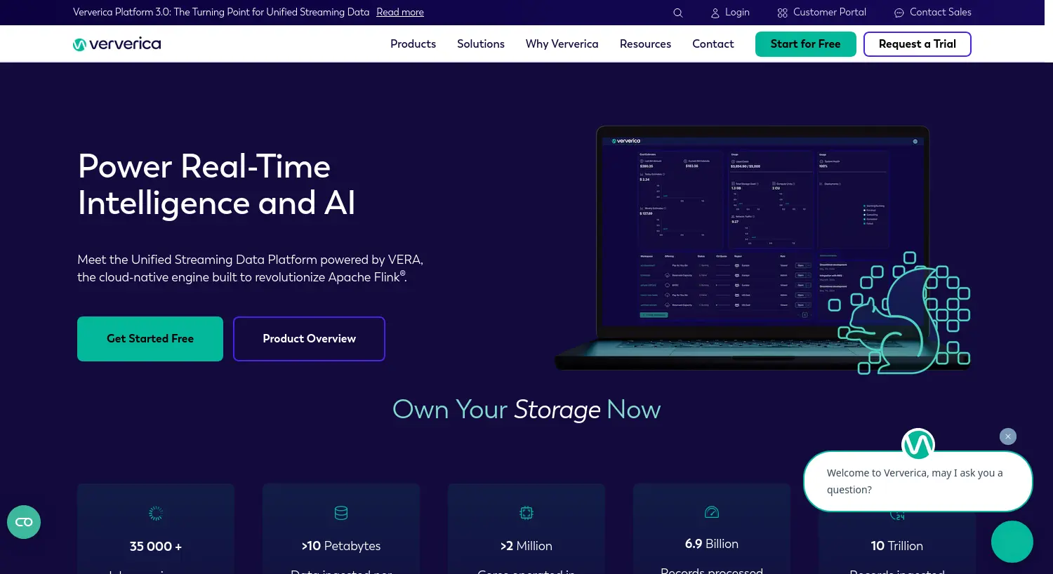 Website der Firma Ververica GmbH