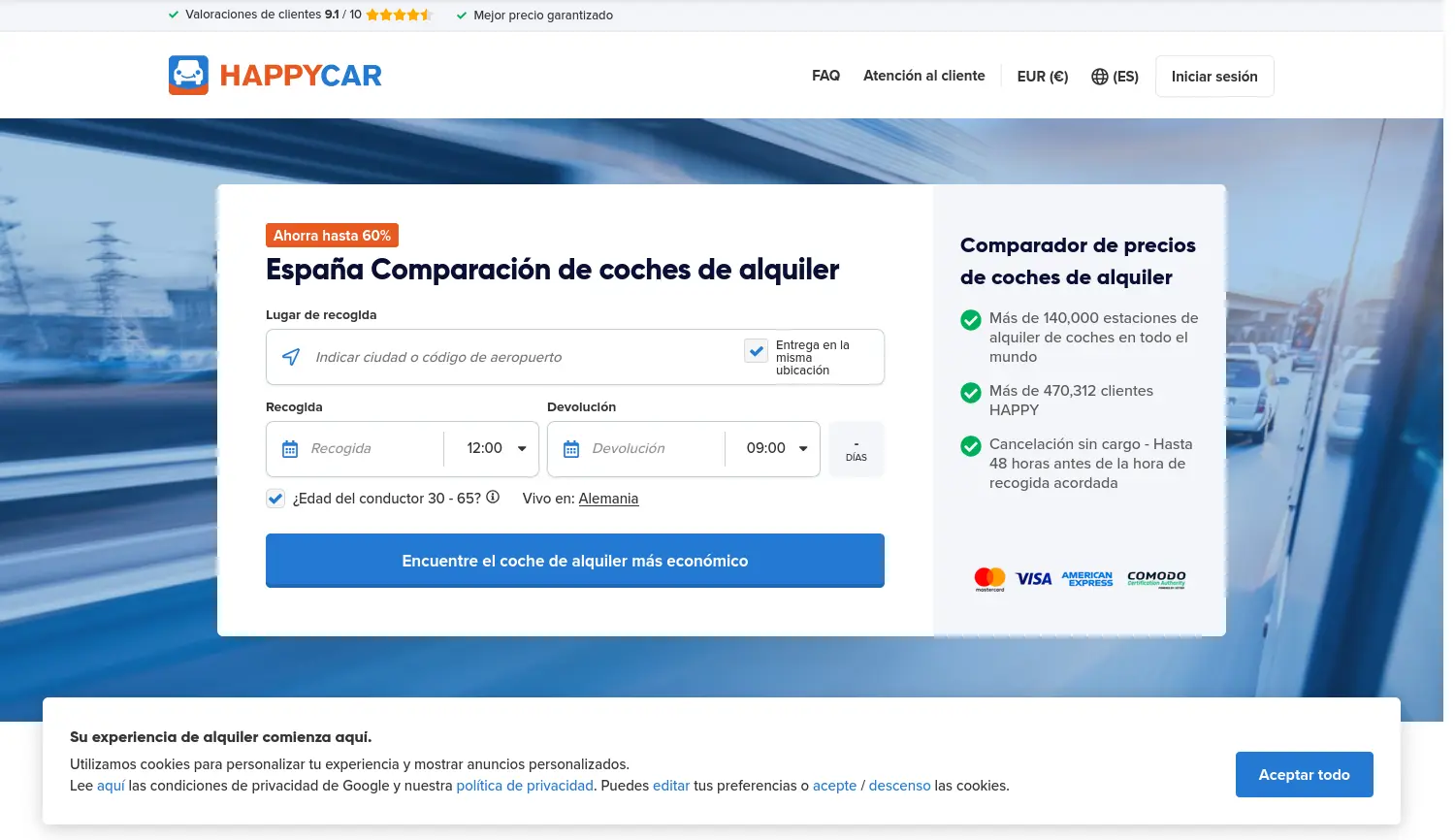 Website der Firma HAPPYCAR