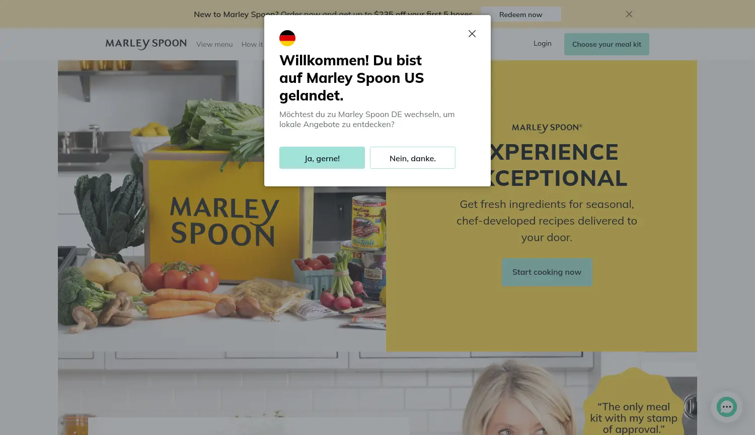 Website der Firma Marley Spoon SE