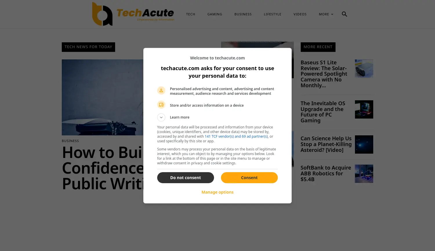 Website der Firma TechAcute