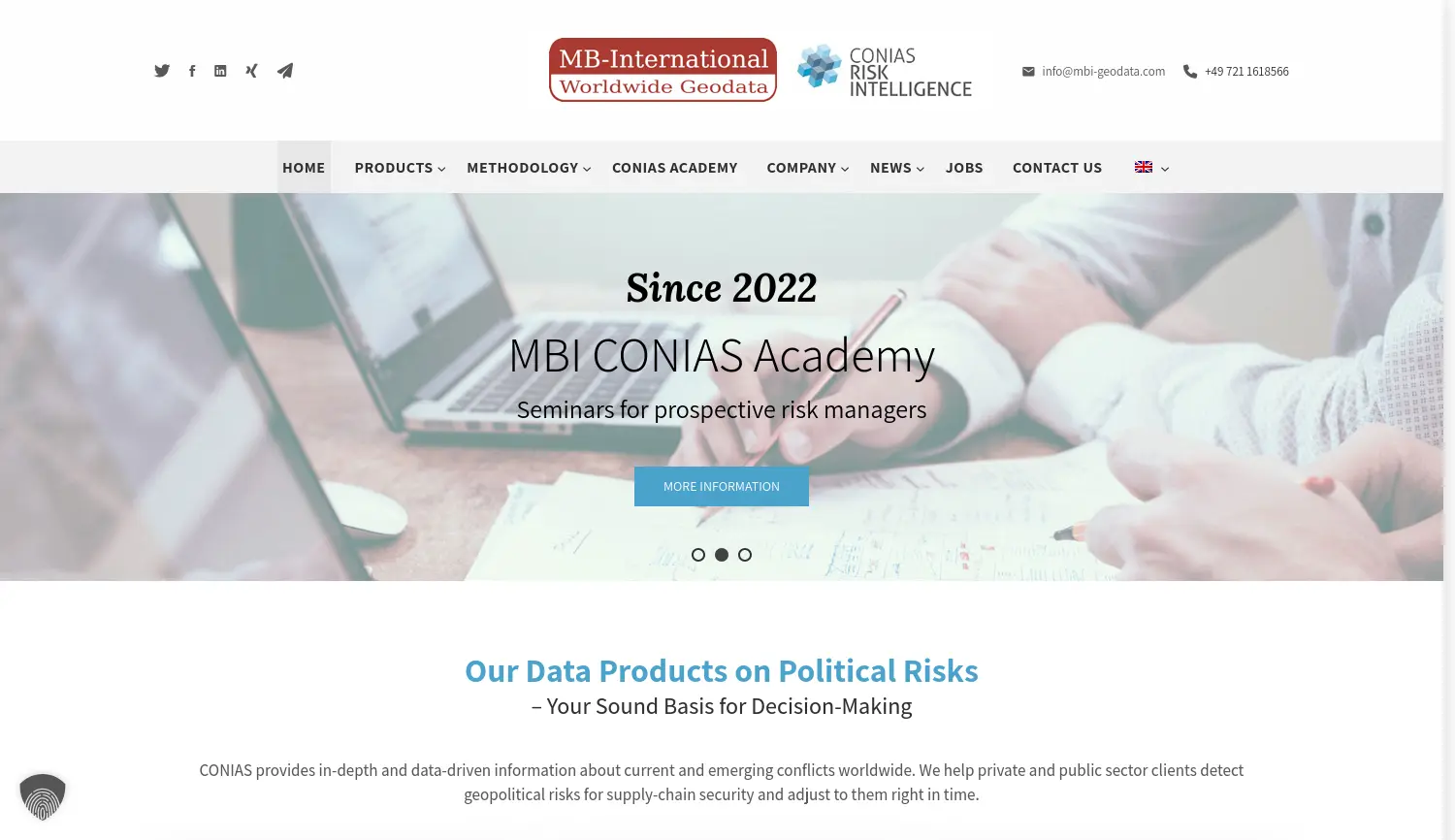 Website der Firma Michael Bauer International GmbH