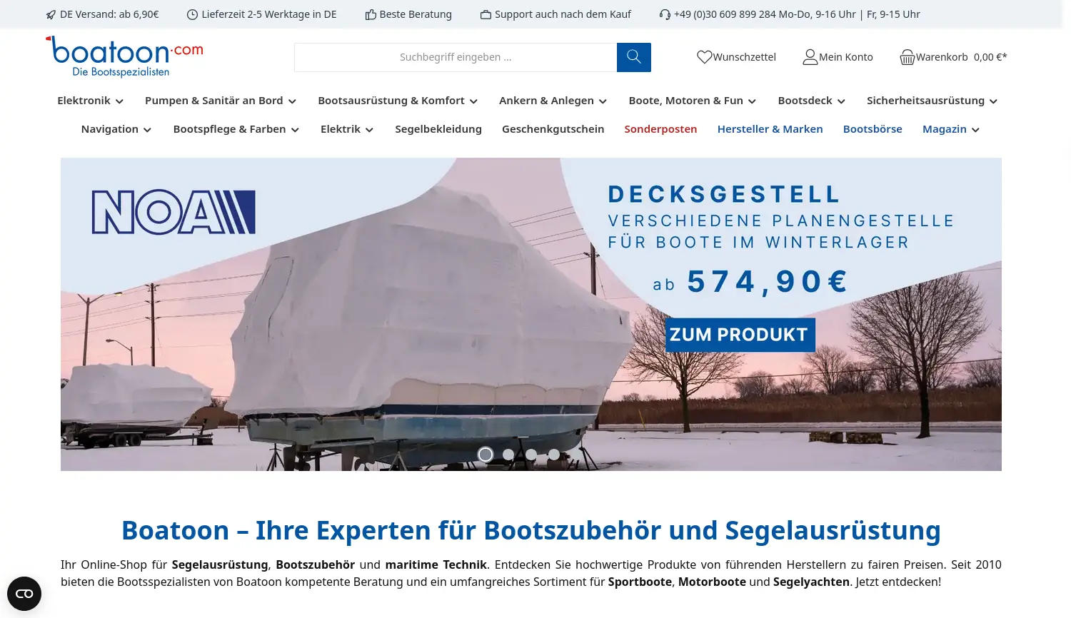 Website der Firma Boatoon