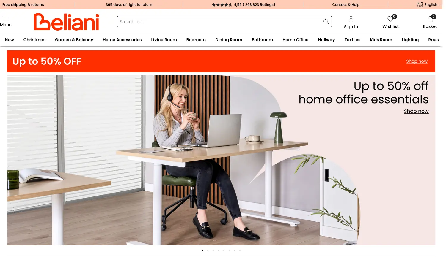 Website der Firma Beliani