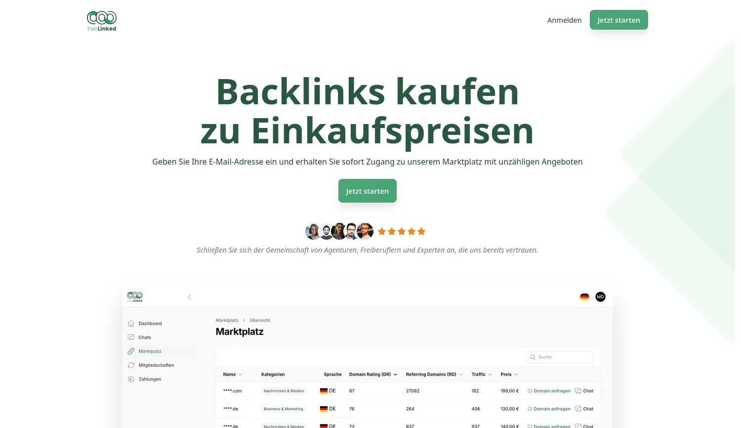Website der Firma FairLinked
