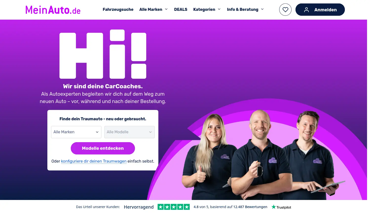 Website der Firma MeinAuto GmbH