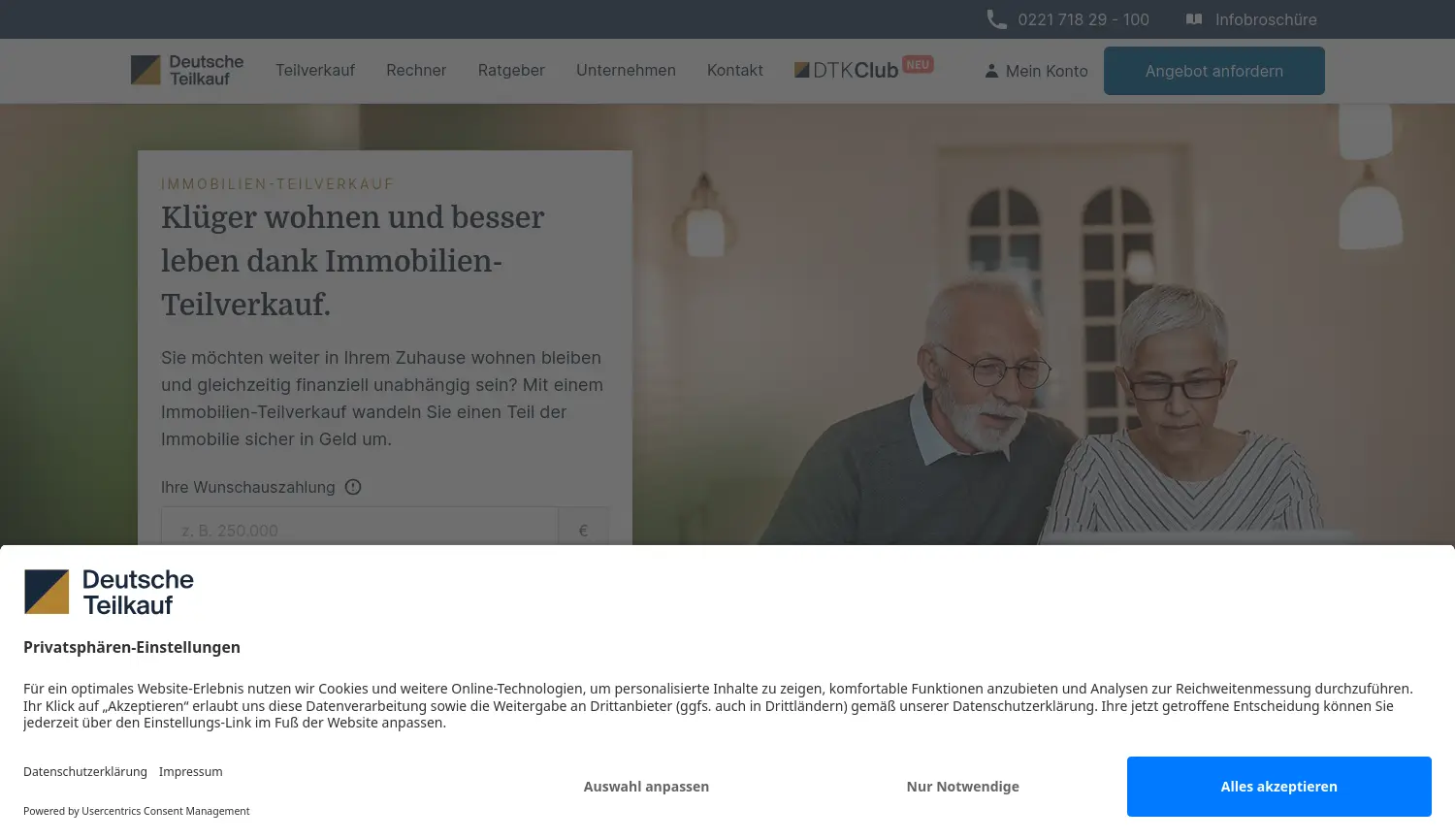 Website der Firma Deutsche Teilkauf GmbH