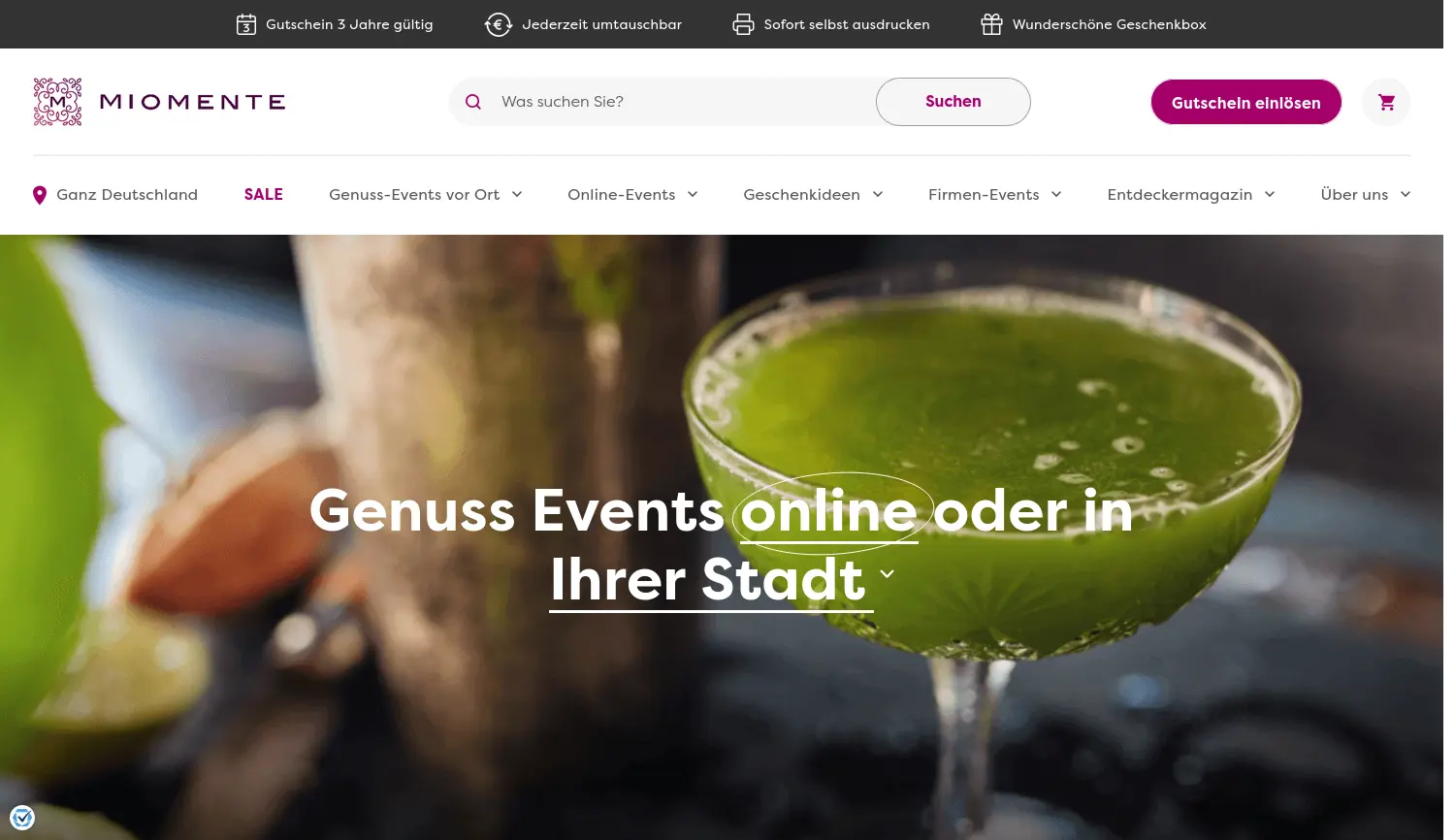 Website der Firma Miomente GmbH