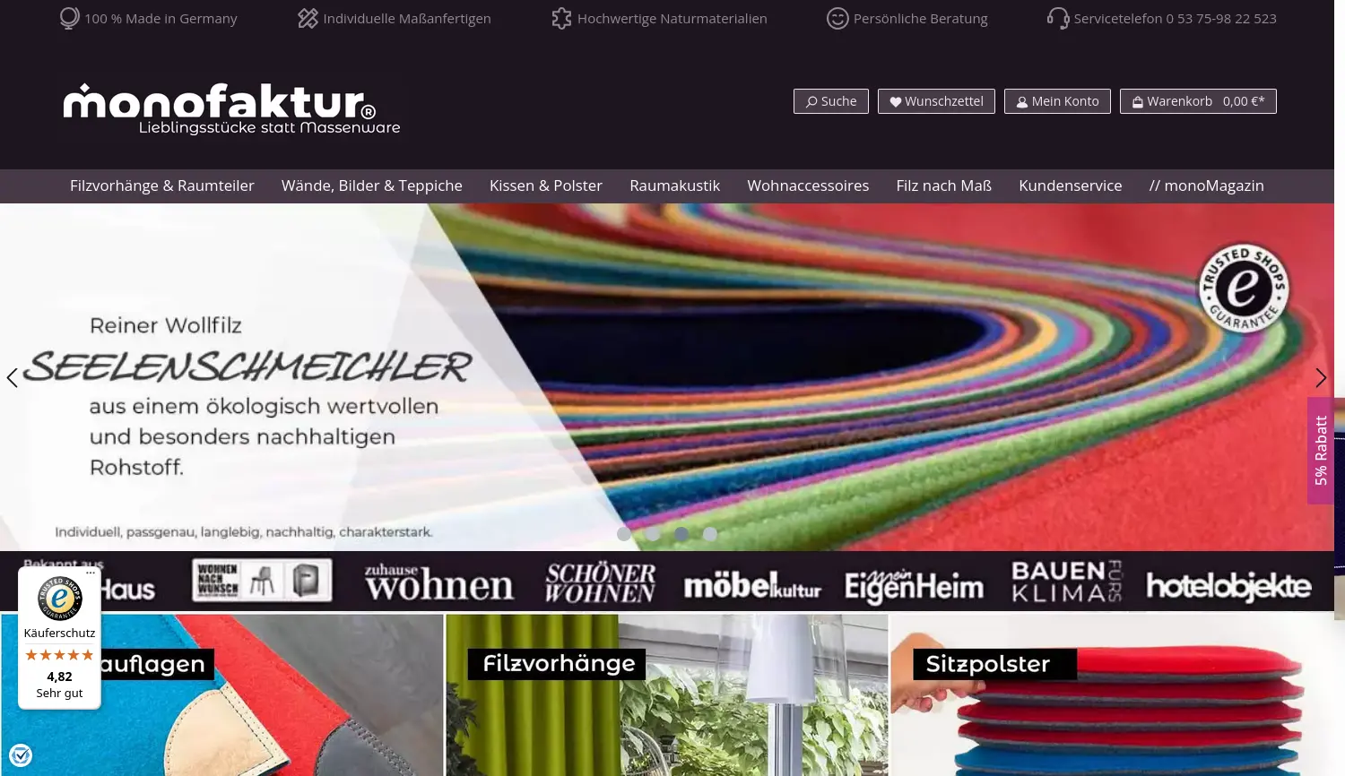 Website der Firma monofaktur