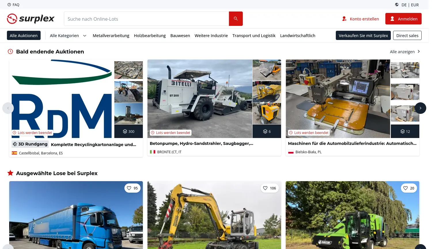 Website der Firma Surplex GmbH