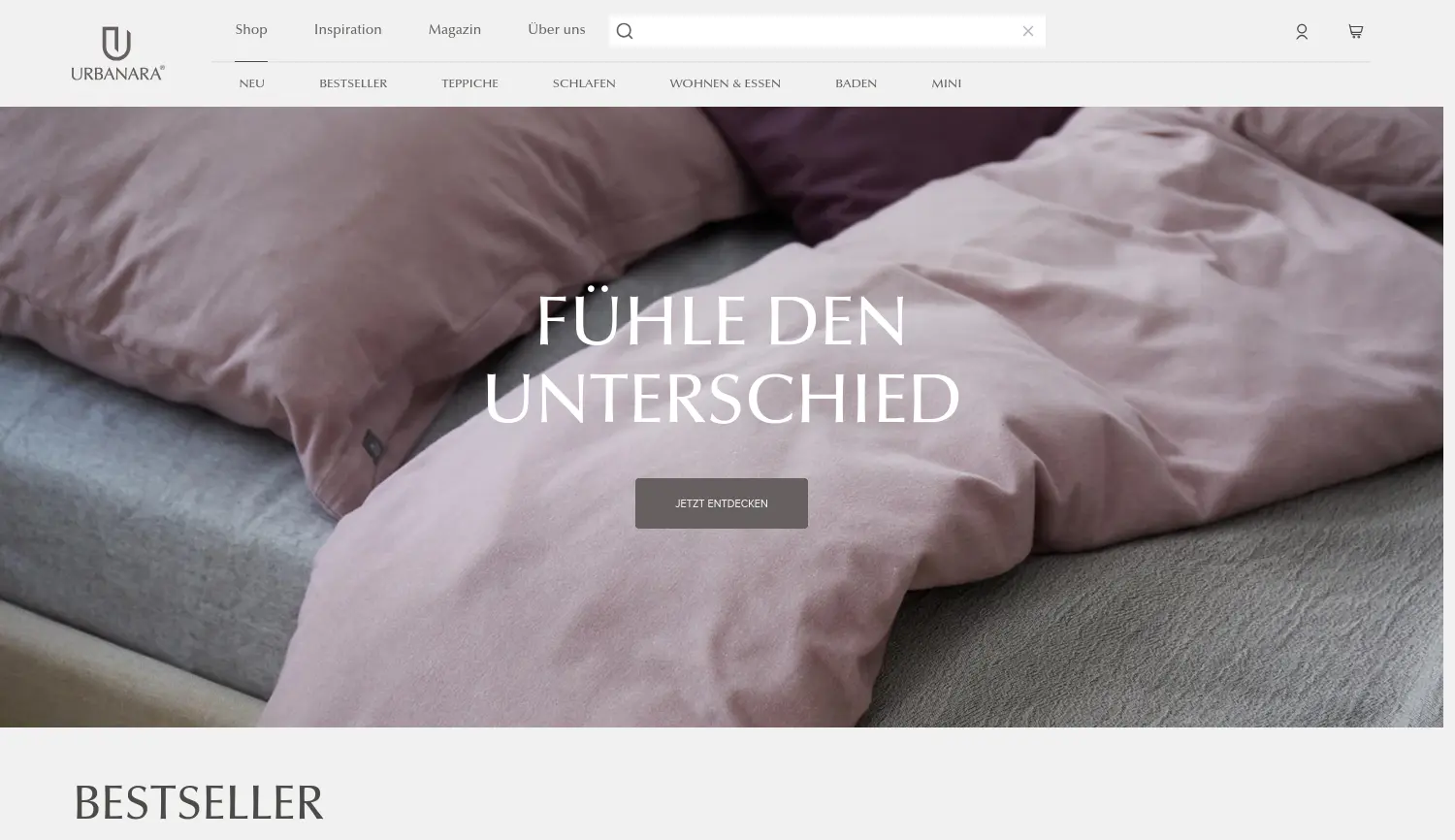 Website der Firma URBANARA