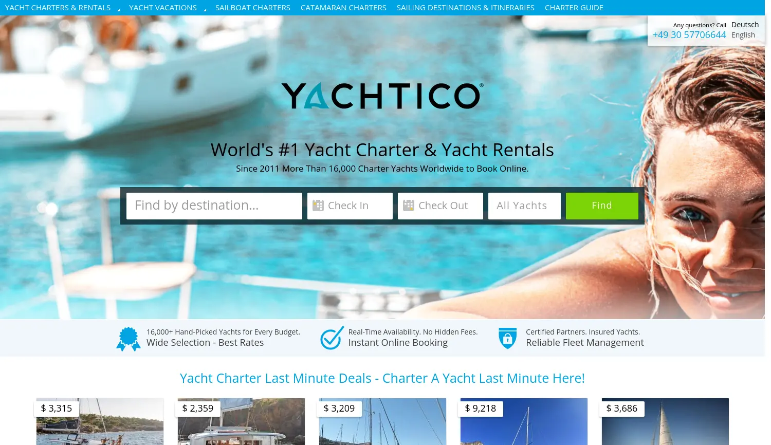 Website der Firma YACHTICO GmbH