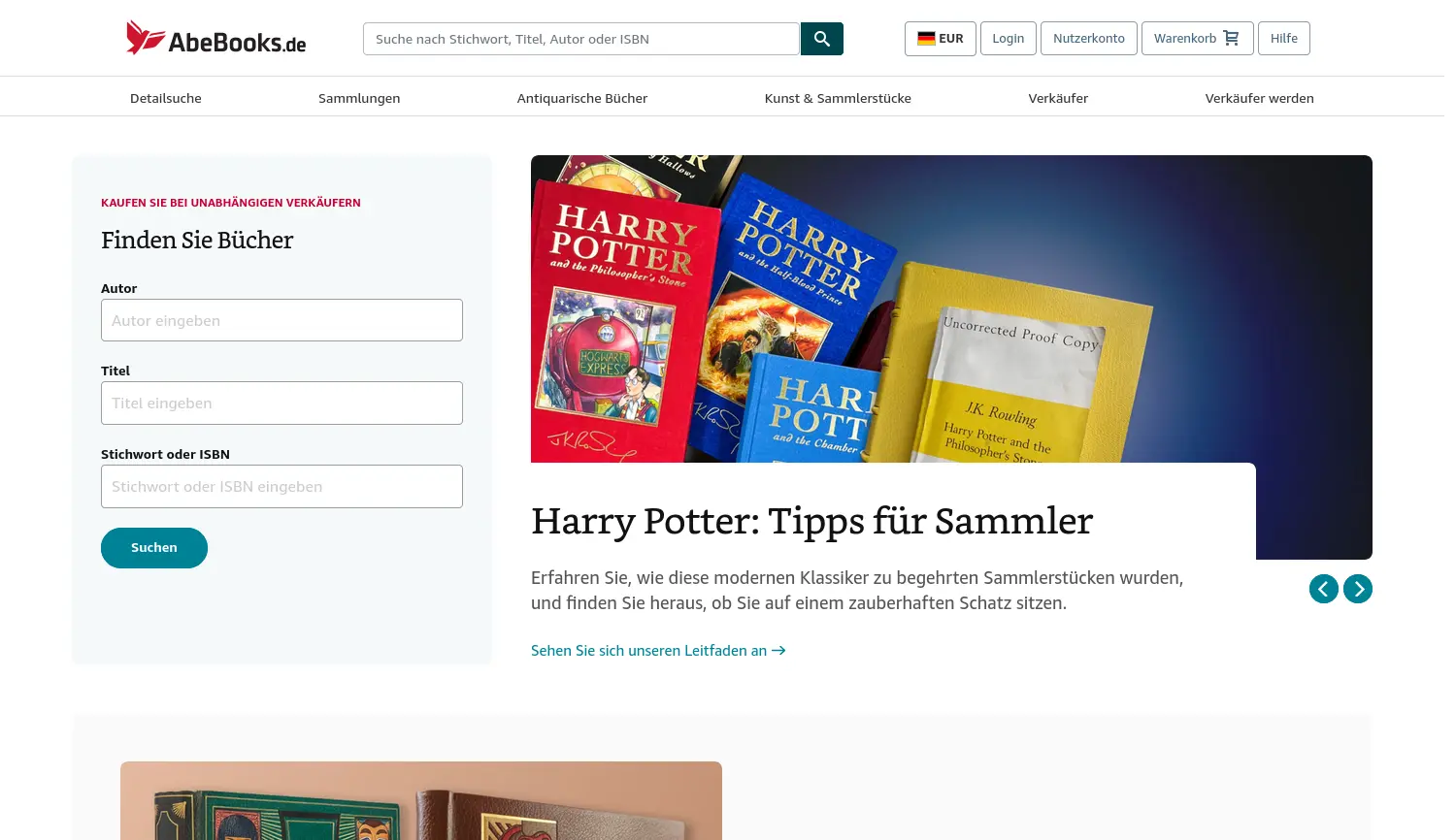 Website der Firma AbeBooks