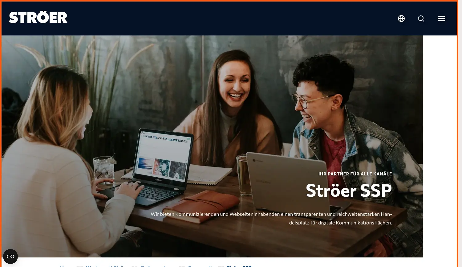 Website der Firma Ströer SSP GmbH