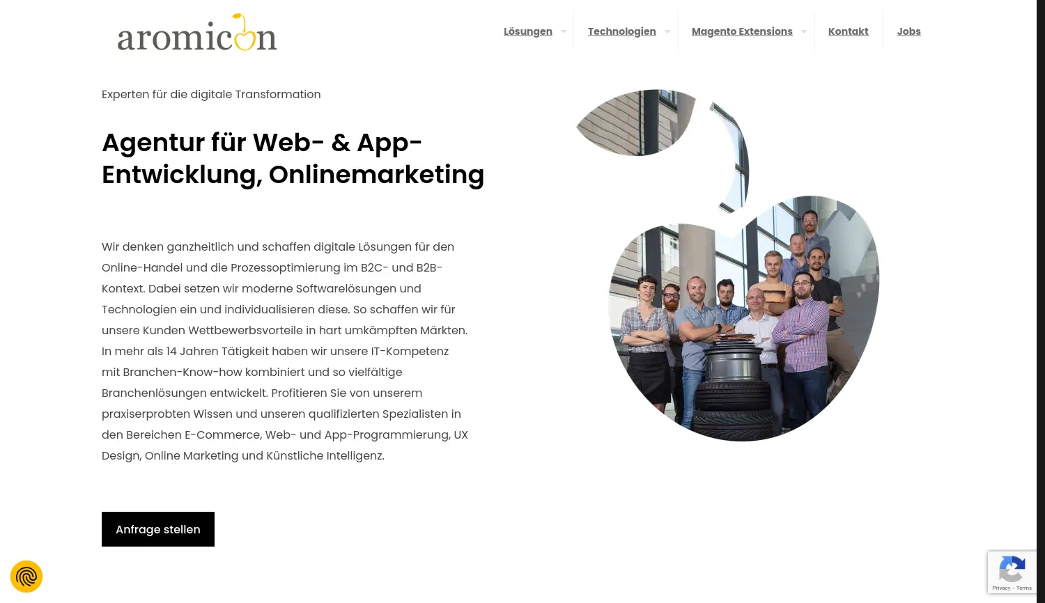 Website der Firma aromicon GmbH