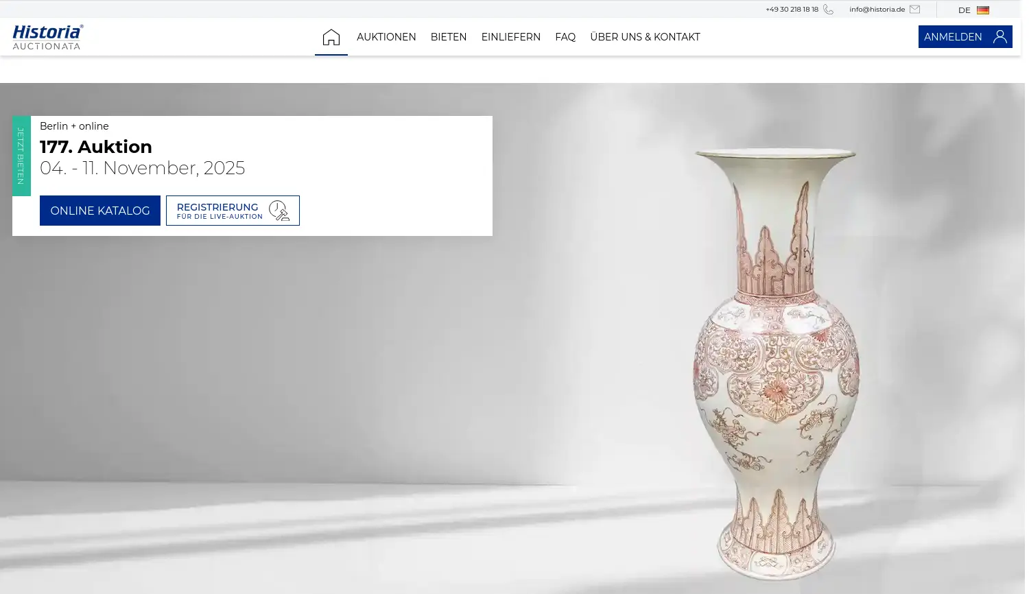 Website der Firma Historia Auctionata