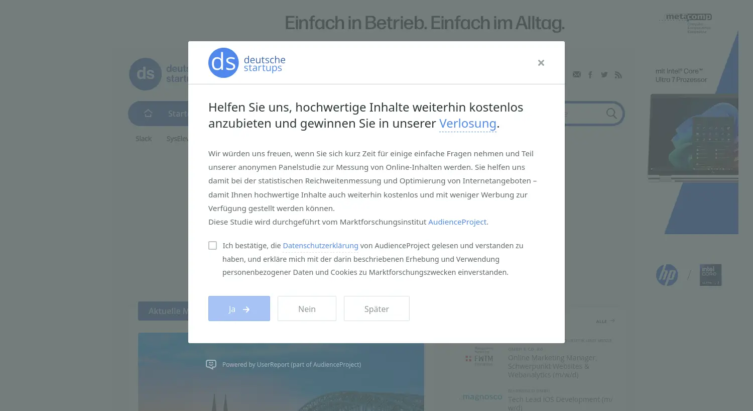 Website der Firma DS Media GmbH