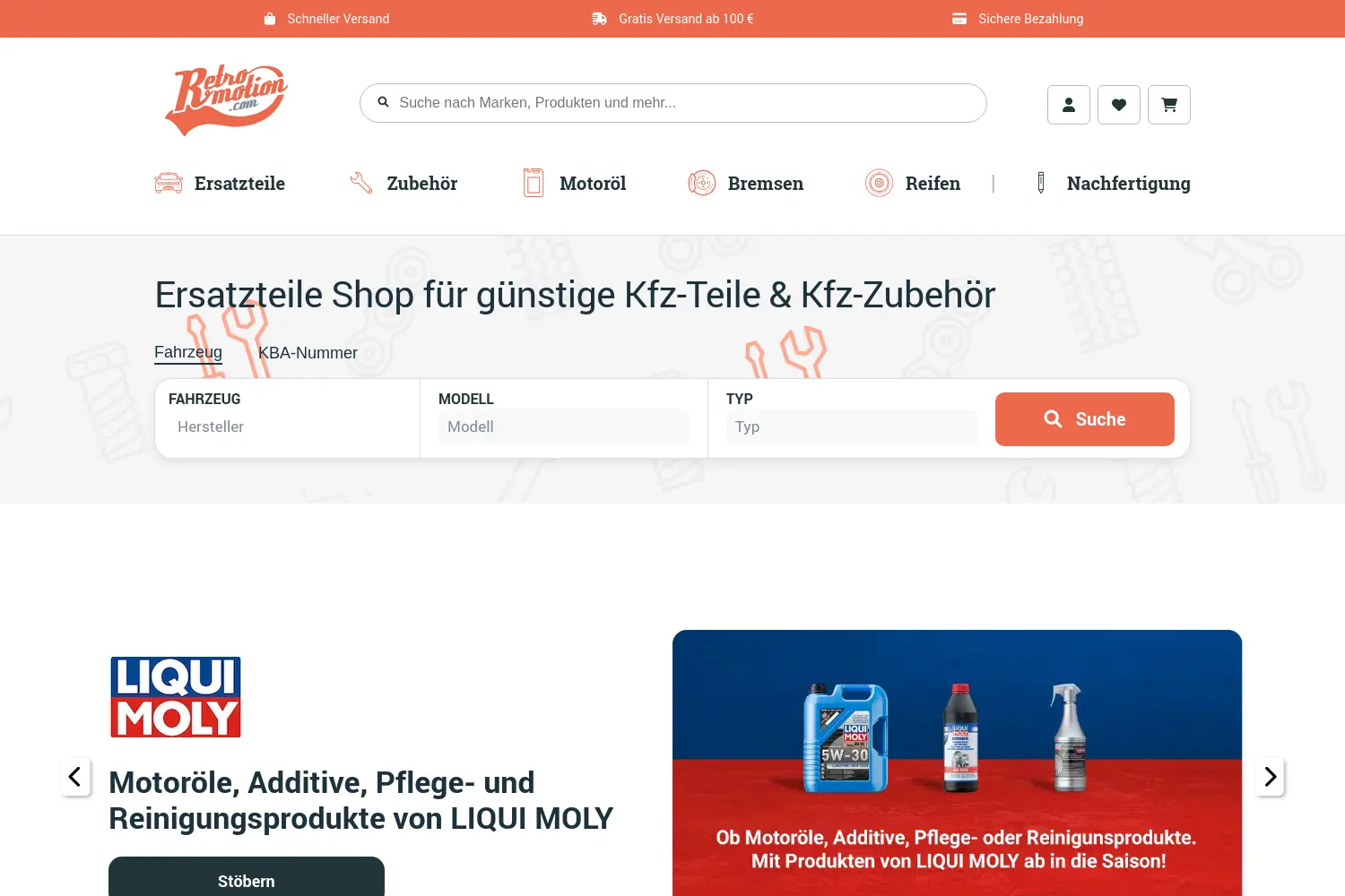 Website der Firma Retromotion GmbH