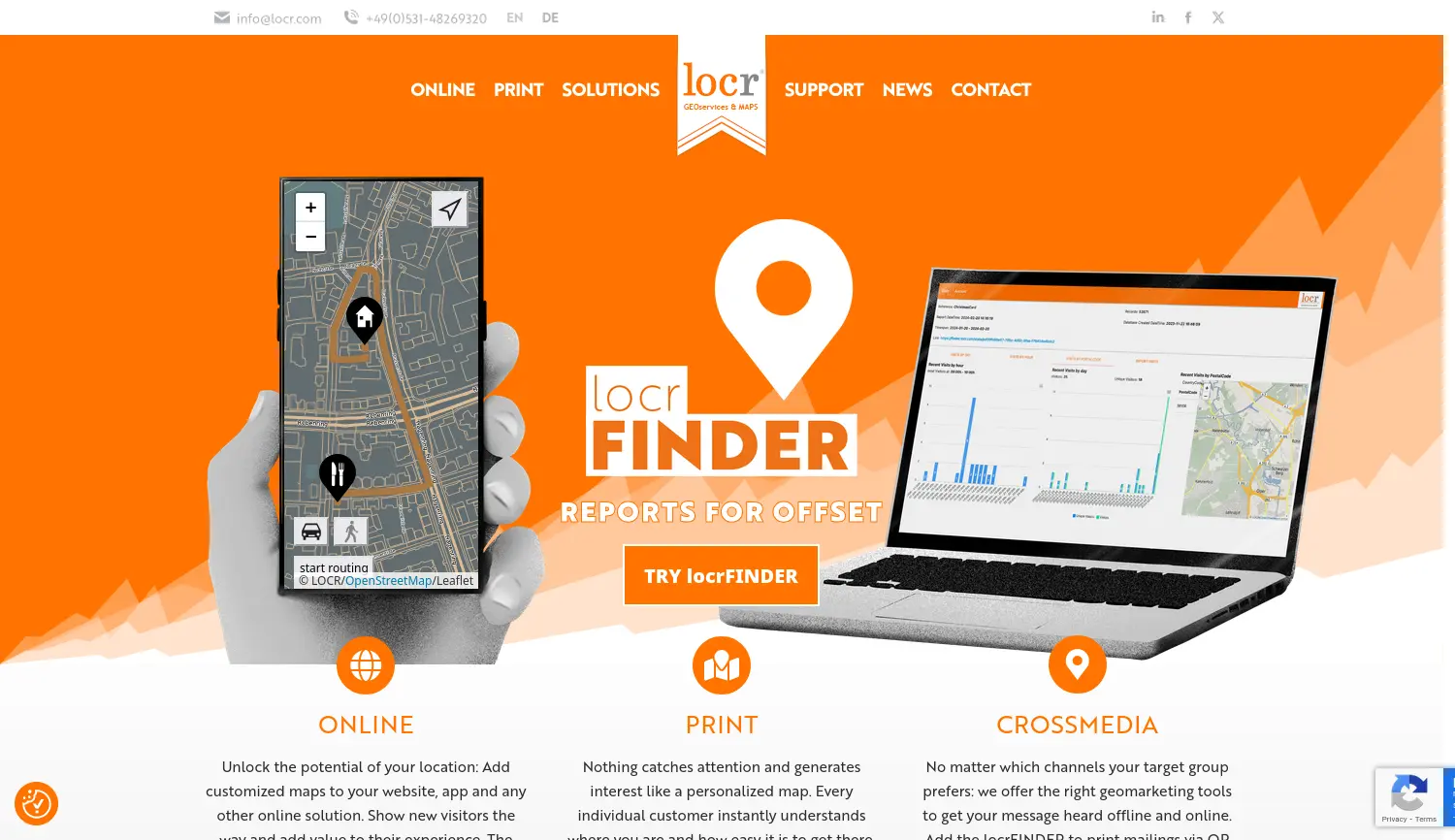 Website der Firma locr GmbH