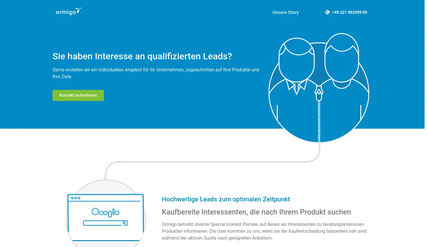 Website der Firma Ormigo GmbH