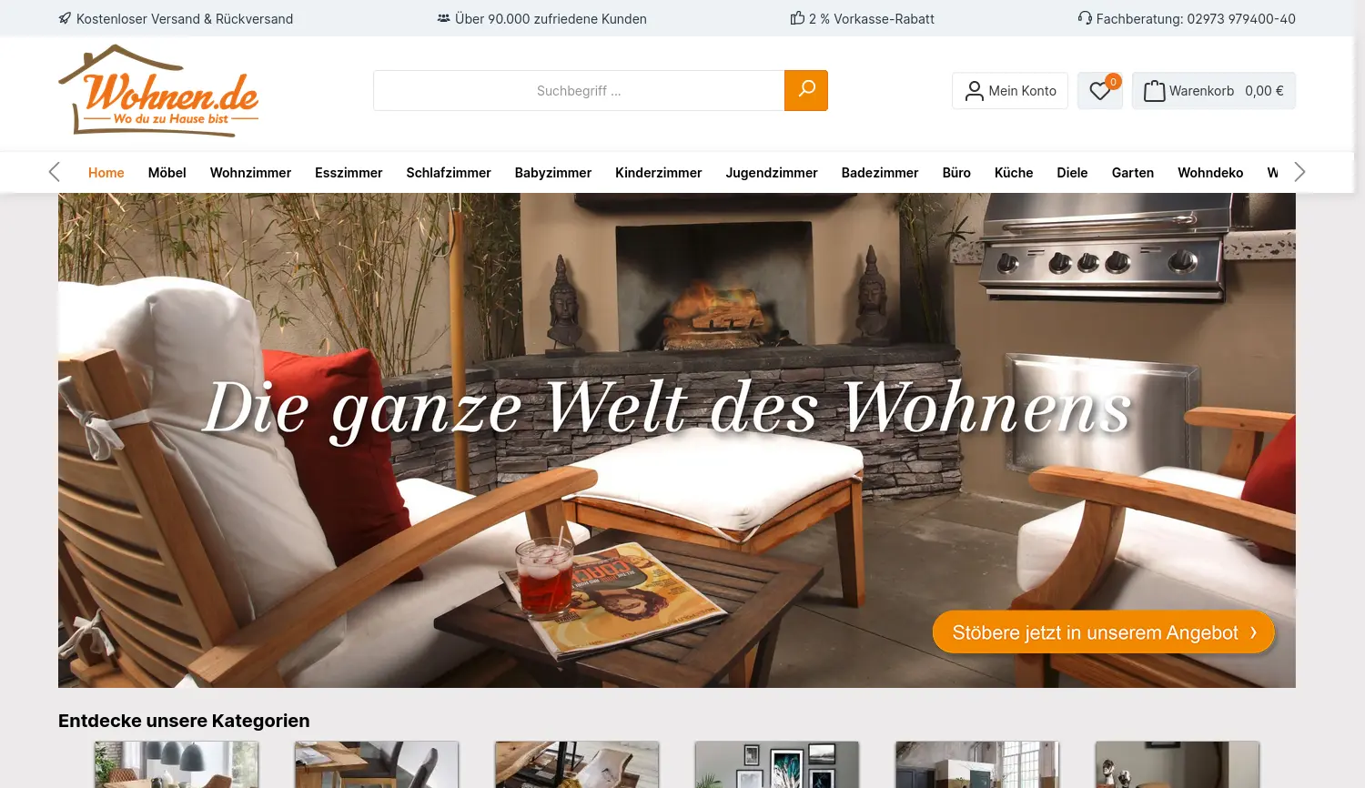 Website der Firma Wohnen.de