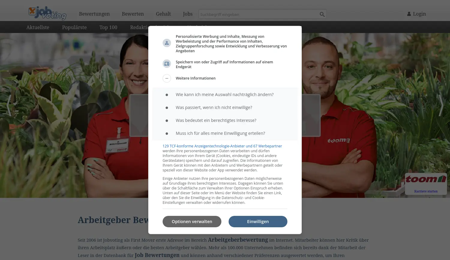 Website der Firma Jobvoting