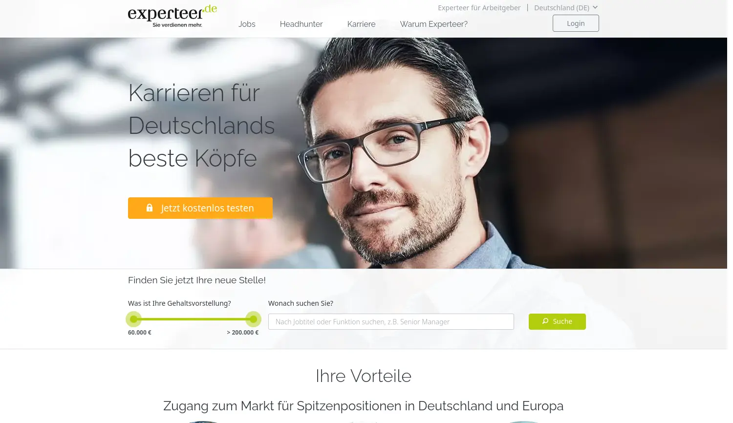 Website der Firma Experteer GmbH