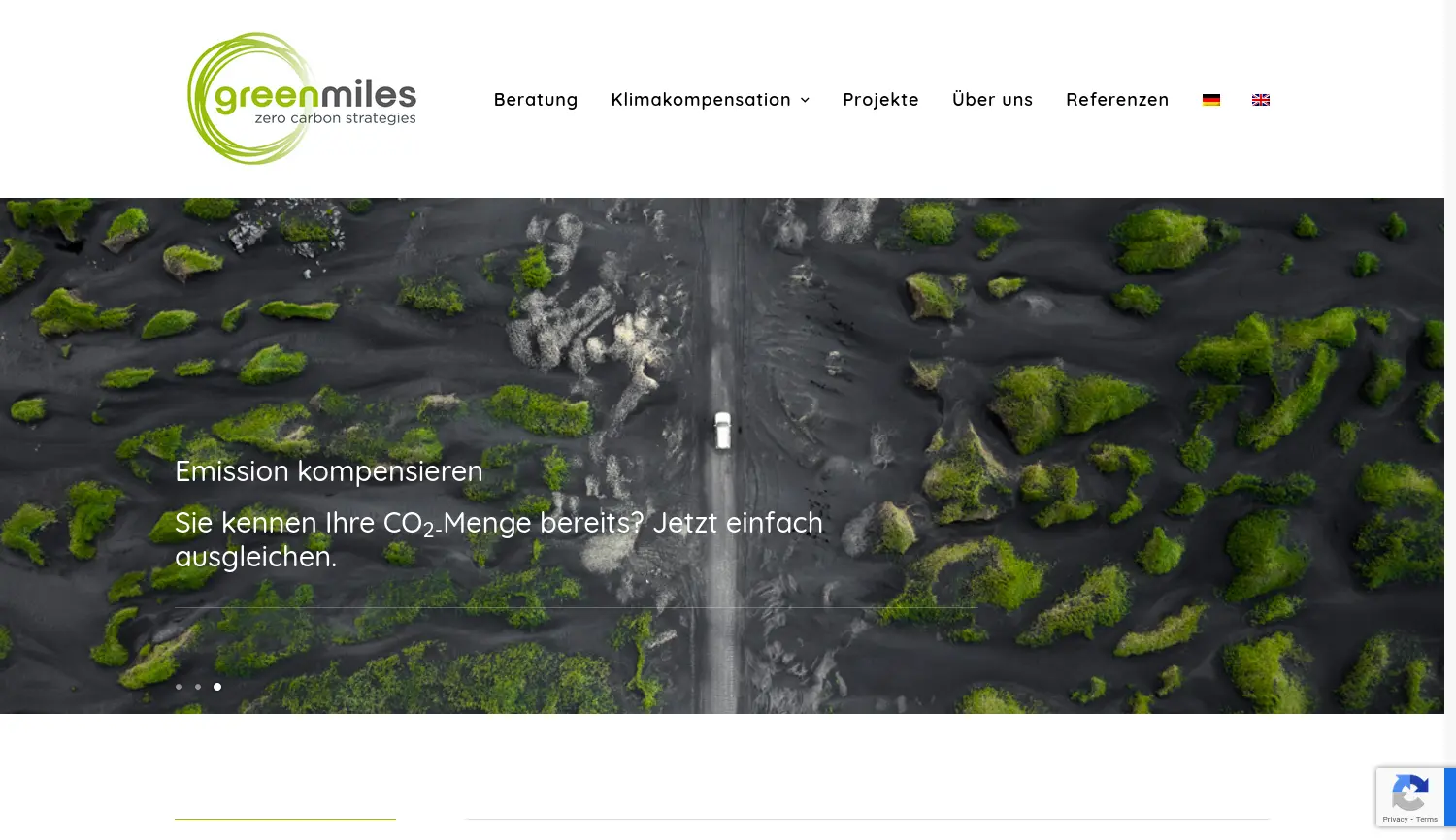 Website der Firma Greenmiles GmbH