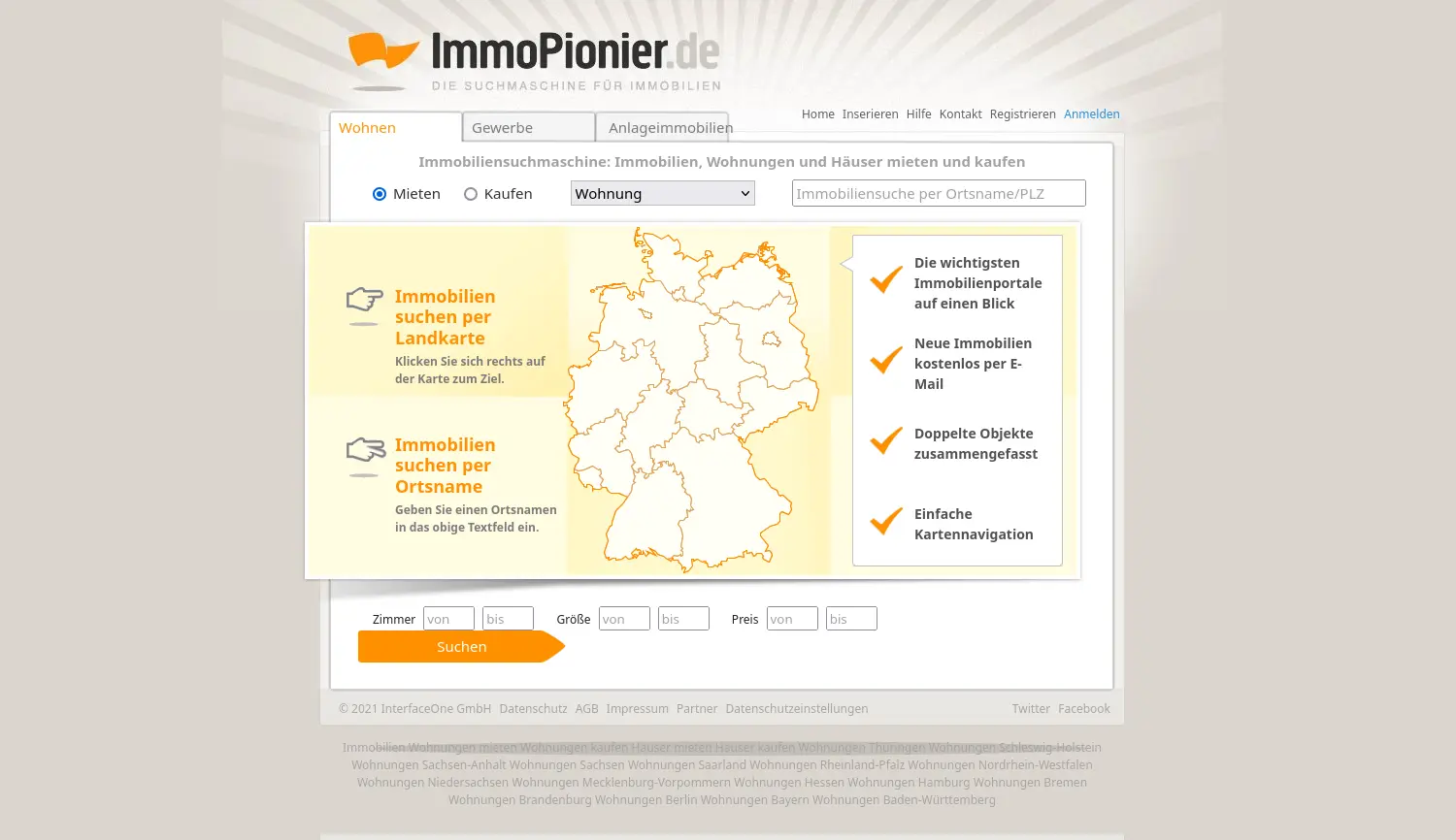 Website der Firma InterfaceOne GmbH