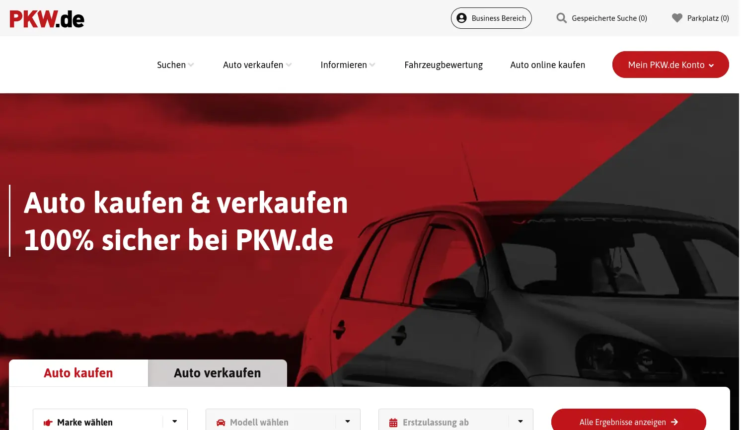 Website der Firma PKW.de Digital Mobility Solutions GmbH