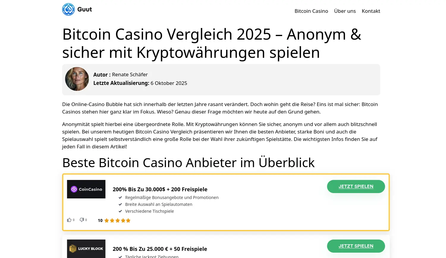 Website der Firma GUUT