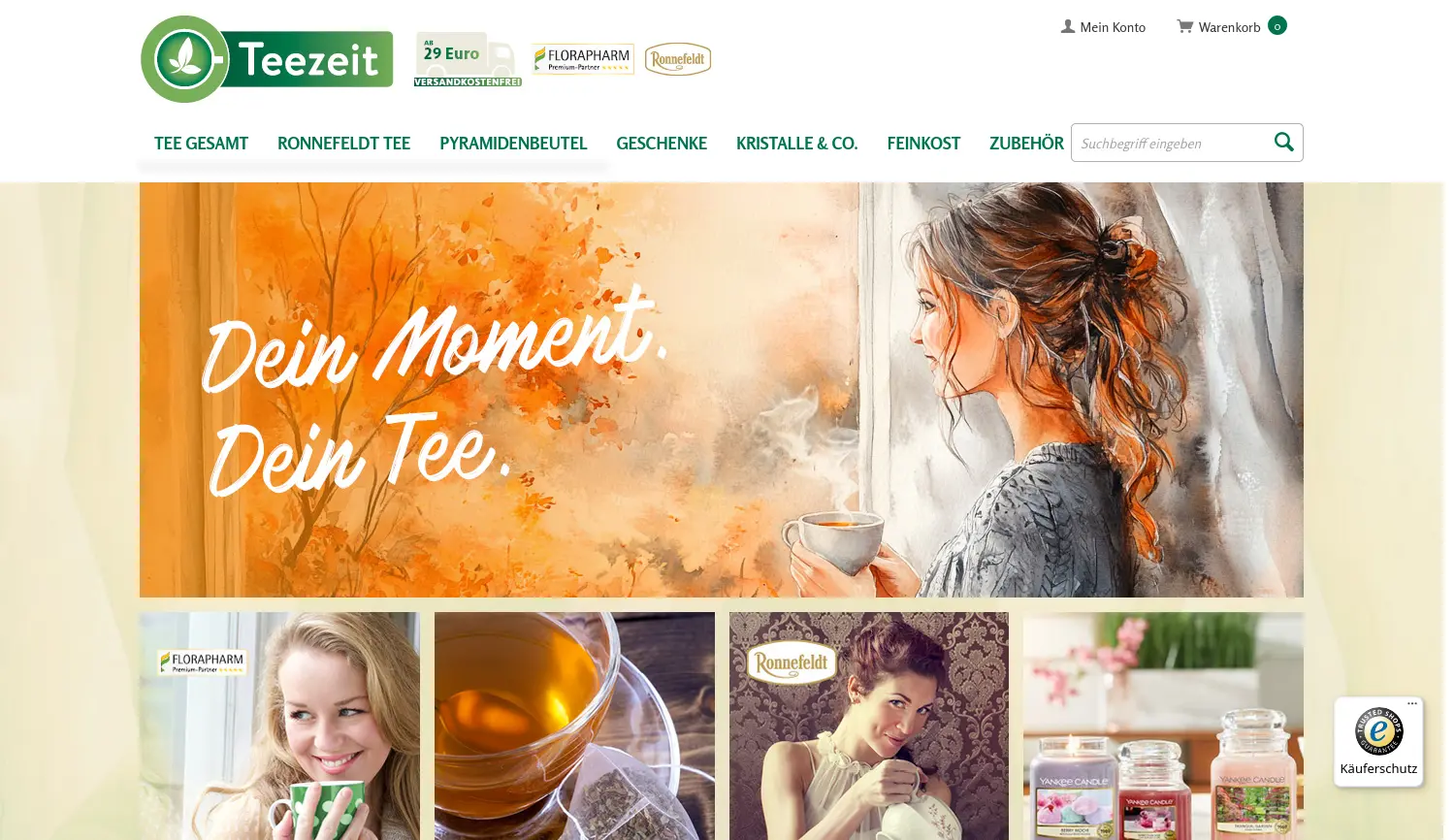 Website der Firma Teezeit