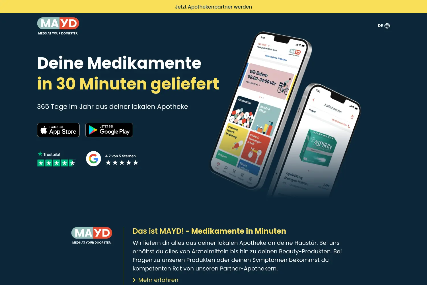 Website der Firma MAYD Group GmbH
