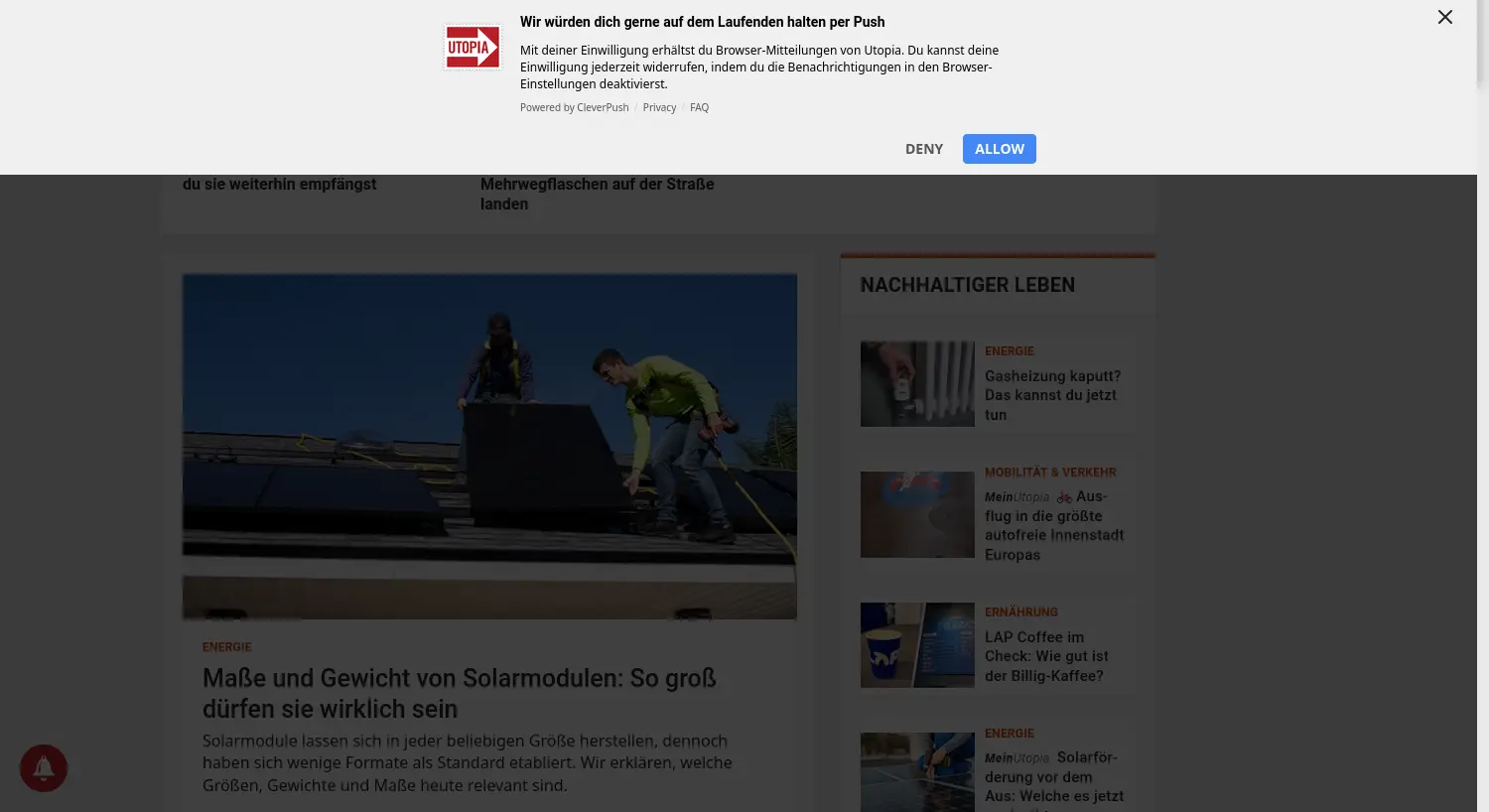 Website der Firma Utopia GmbH