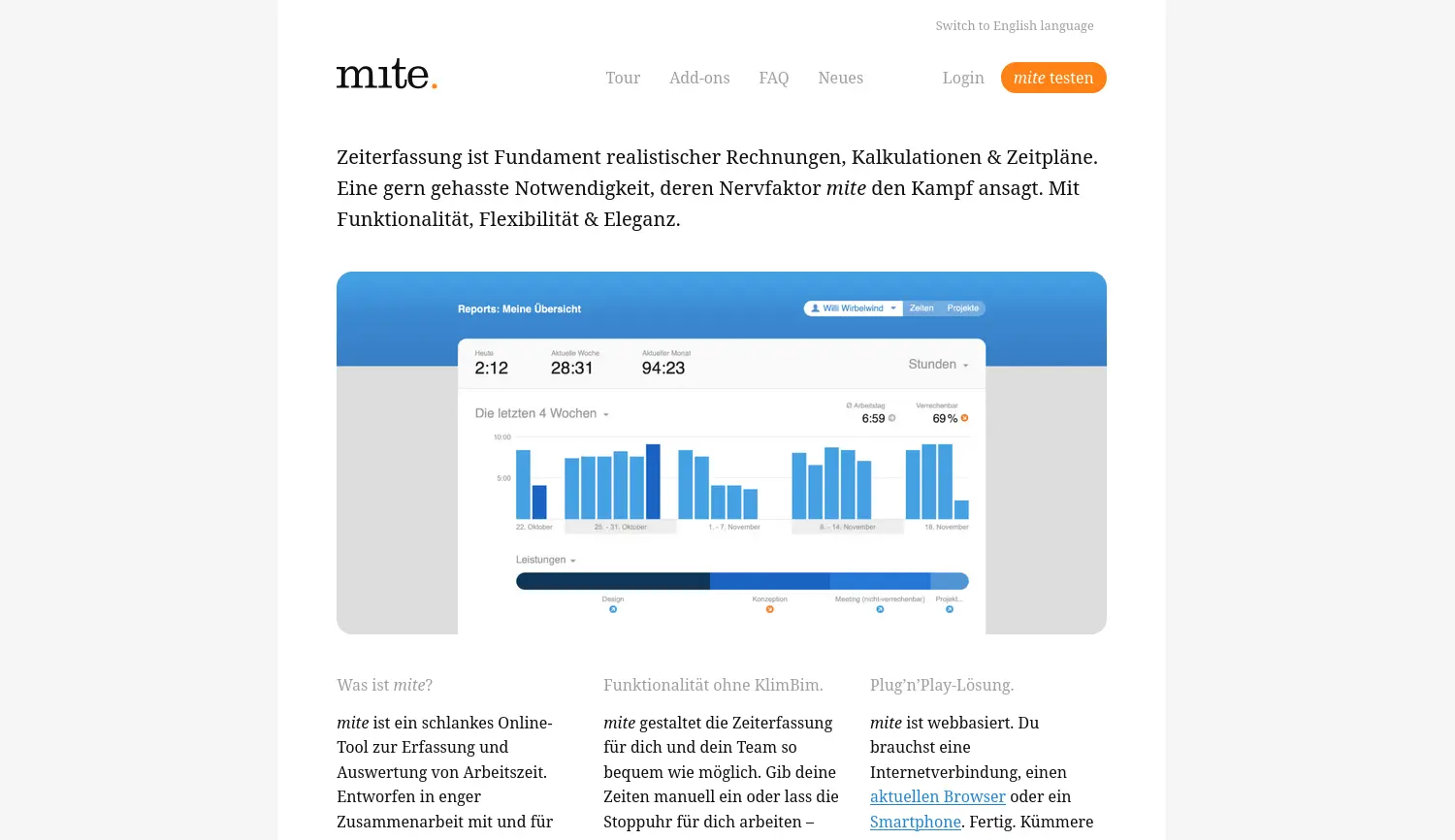 Website der Firma mite GmbH
