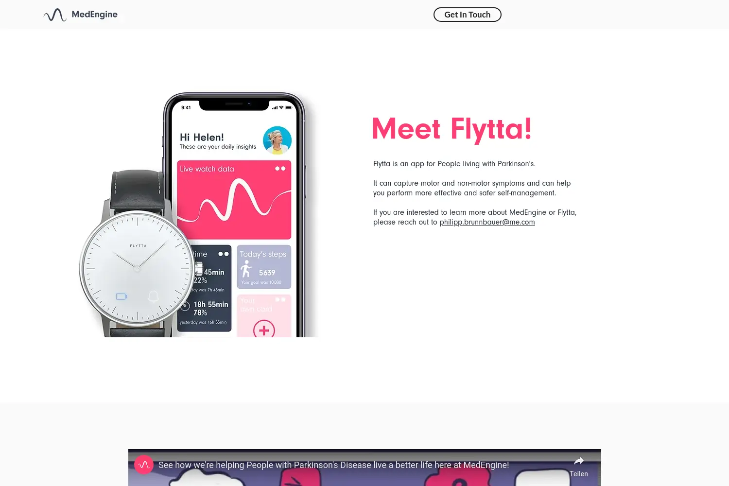 Website der Firma MedEngine GmbH
