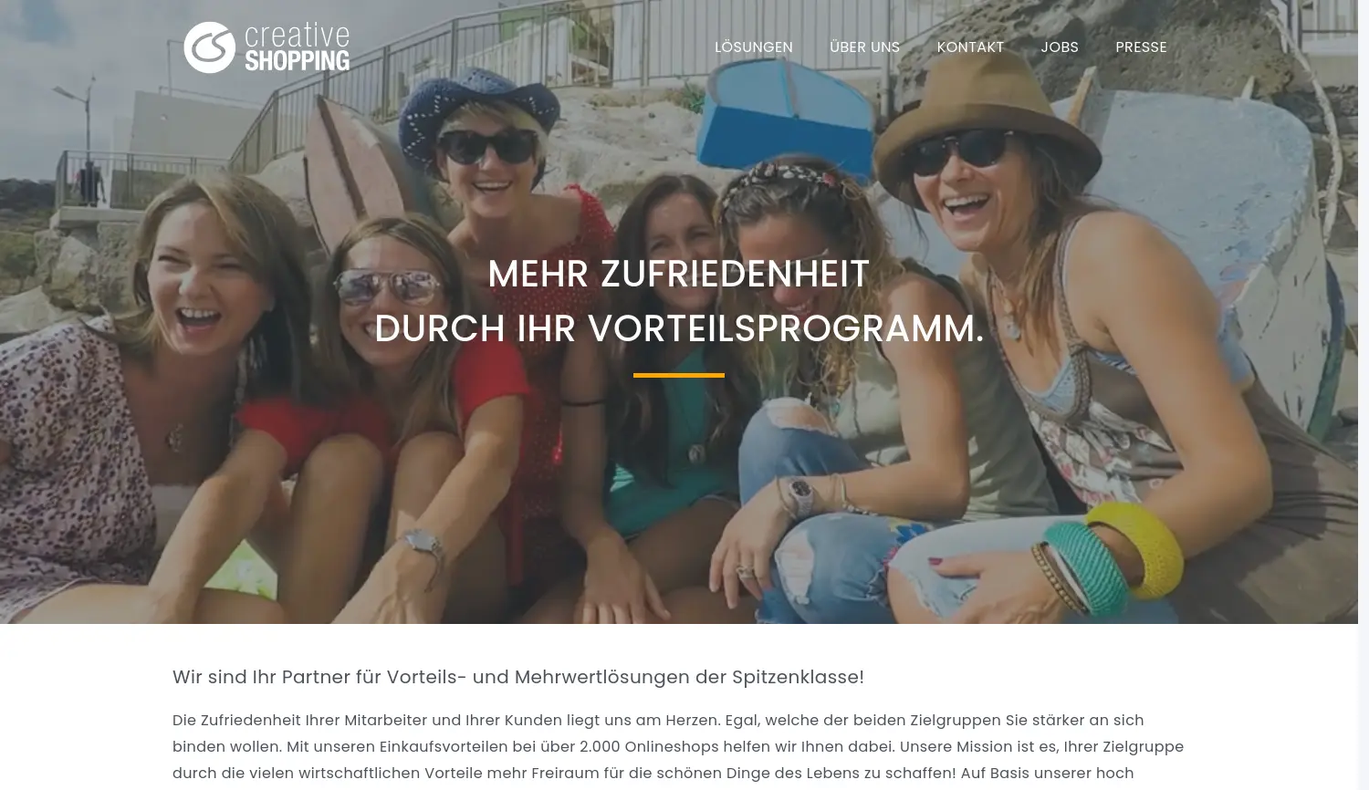 Website der Firma Creative SHOPPING GmbH