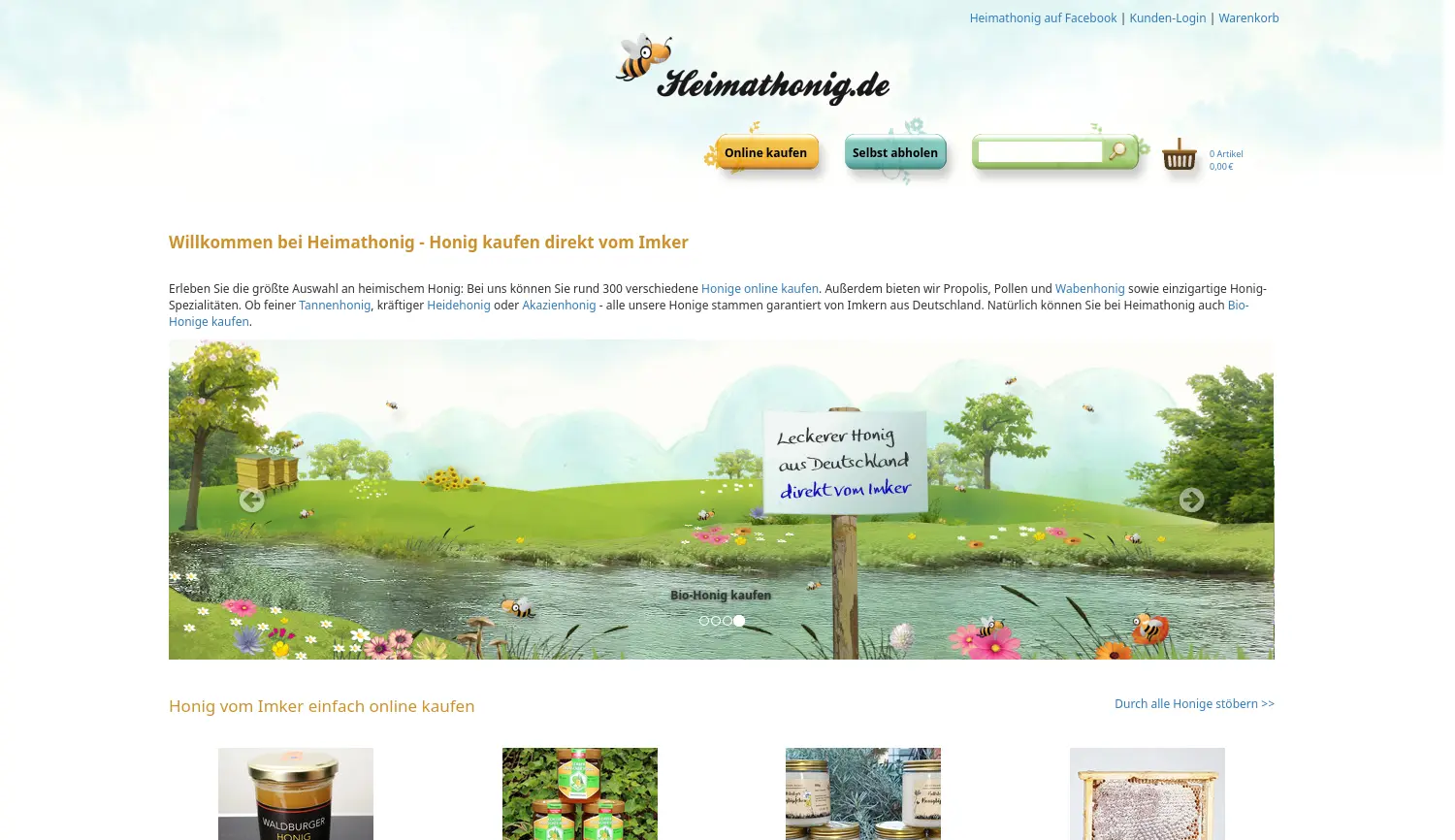 Website der Firma Heimathonig