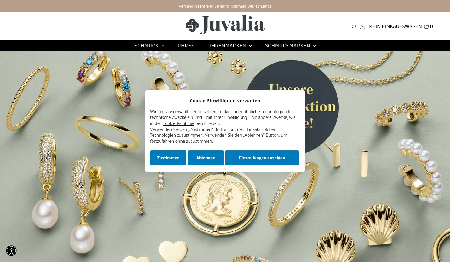 Website der Firma Juvalia GmbH