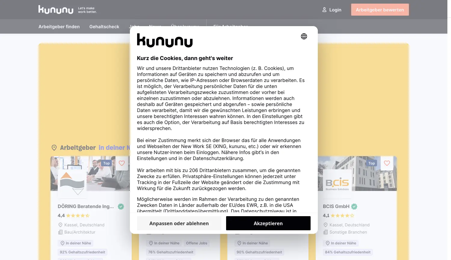 Website der Firma kununu