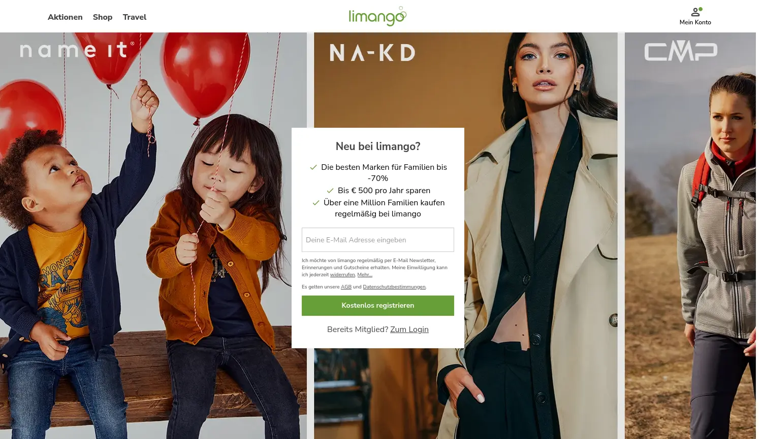 Website der Firma limango GmbH