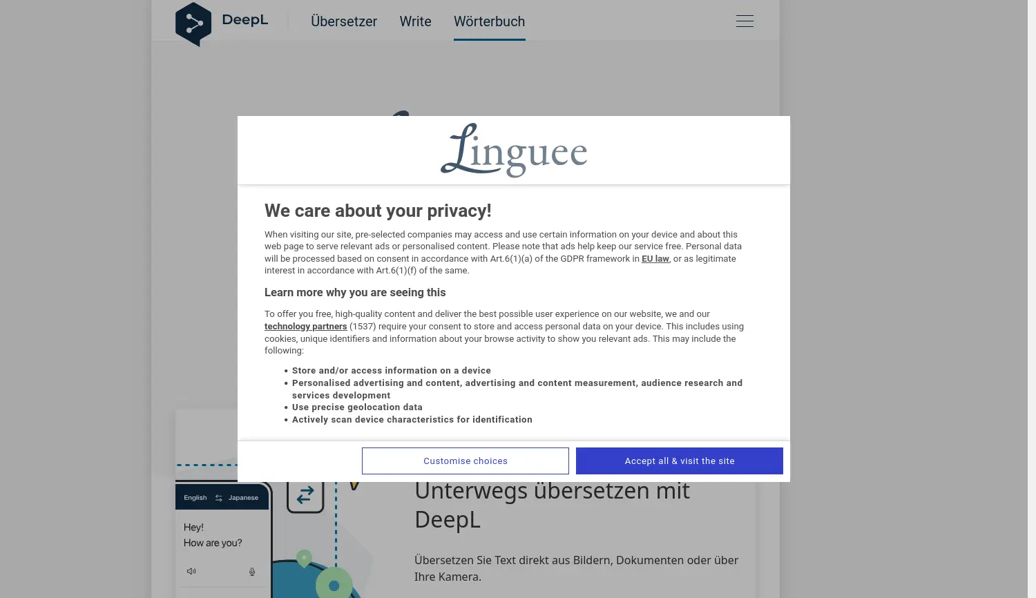 Website der Firma DeepL SE