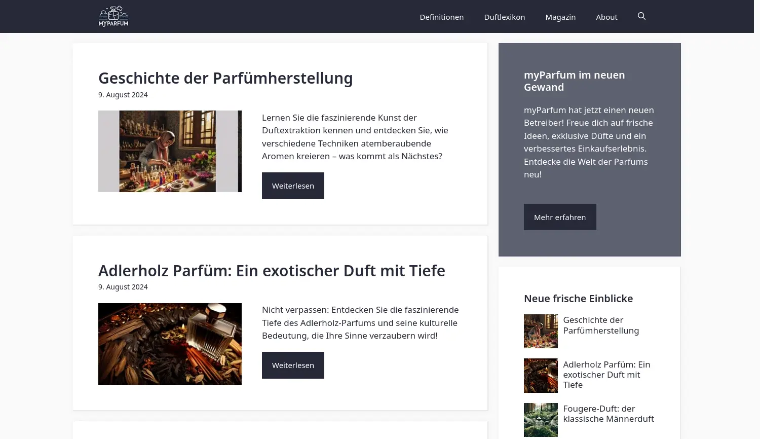 Website der Firma MyParfum.de