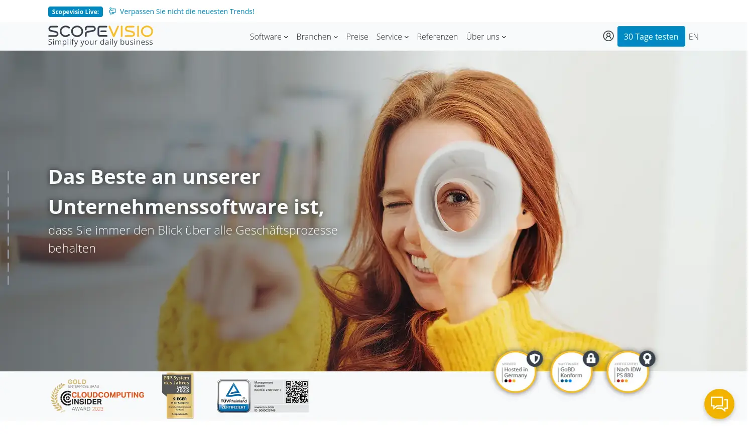Website der Firma Scopevisio AG