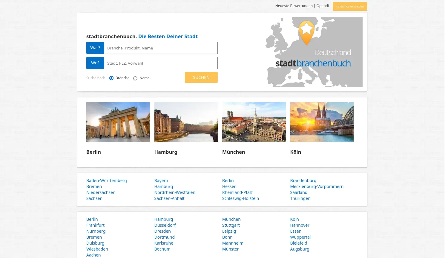 Website der Firma Opendi AG