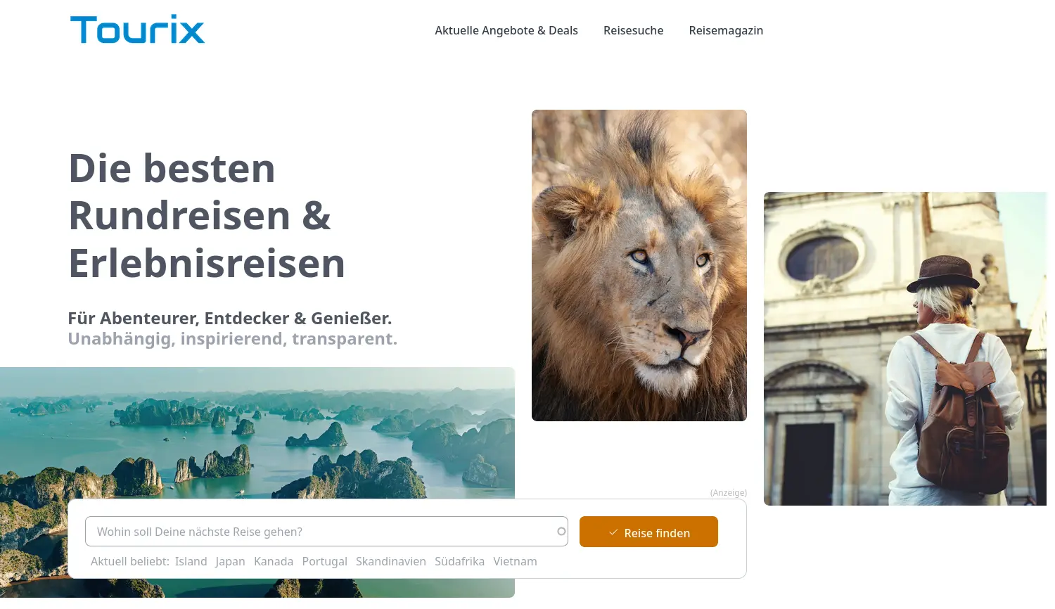 Website der Firma Tourix