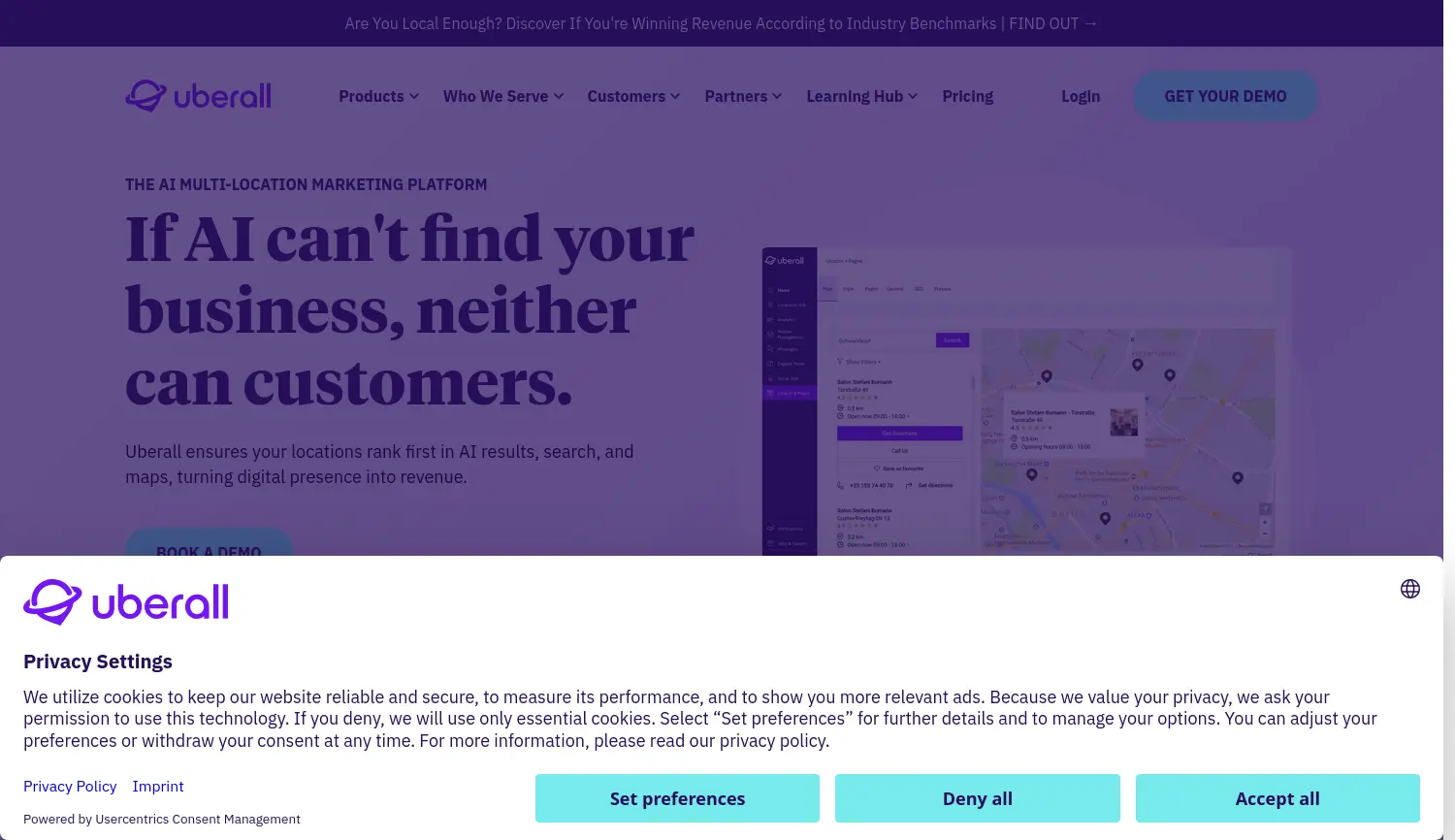 Website der Firma Uberall