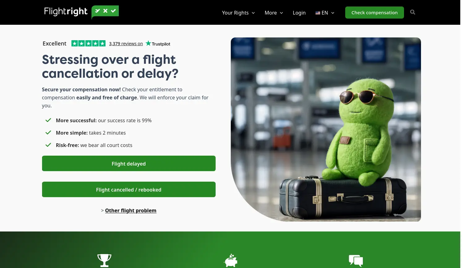 Website der Firma Flightright GmbH